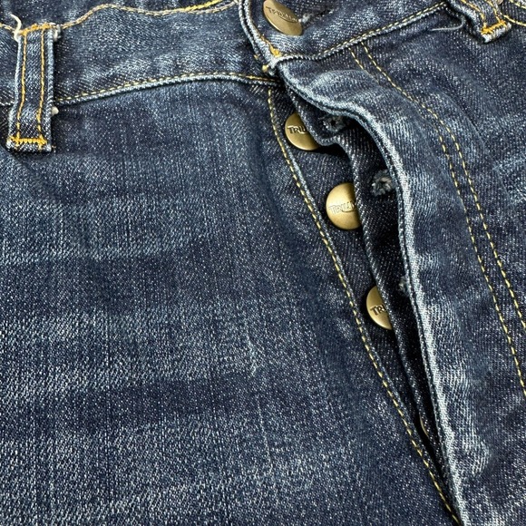 TRIUMPH MOTORCYCLE Jeans Blue Gusseted Double Knee Denim Flap Pockets 36X34 - Picture 10 of 16